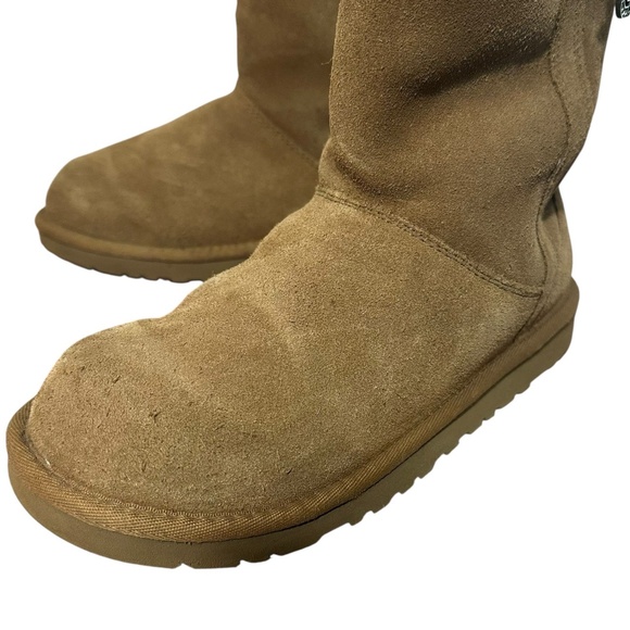 UGG Girls Size 5 Larynn Rhinestone Charms Tan Y2K Suede Boots Women’s SZ 6.5/7 - Picture 7 of 11